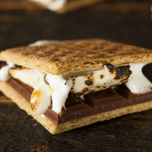 Homemade S'more with chocolate and marshmallow