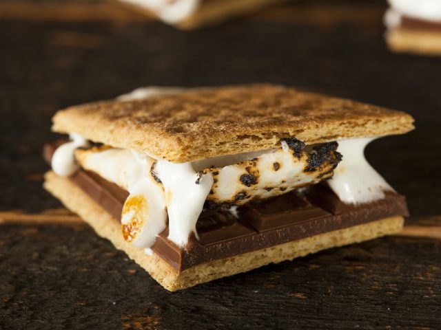 Homemade S'more with chocolate and marshmallow
